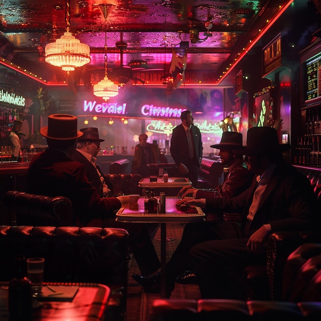 Gangsters in a 1970s Las Vegas Nightclub Retro Vibes