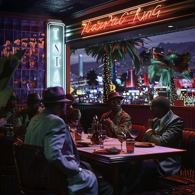 Gangsters in a 1970s Las Vegas Nightclub Retro Vibes