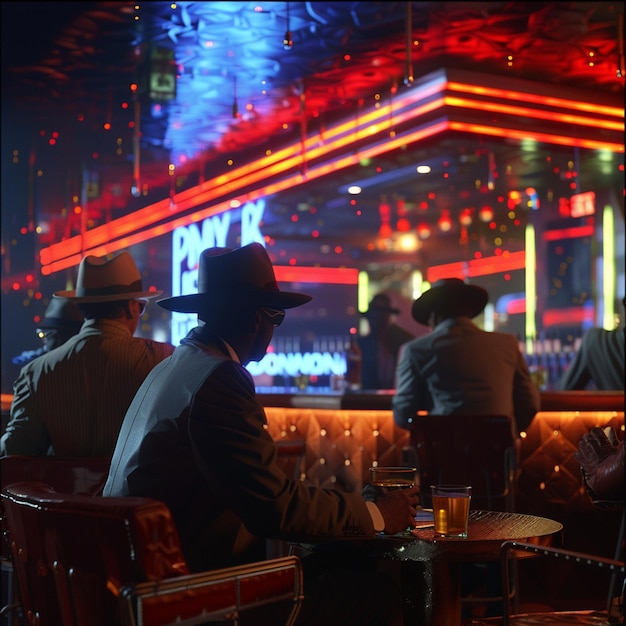 Gangsters in a 1970s Las Vegas Nightclub Retro Vibes