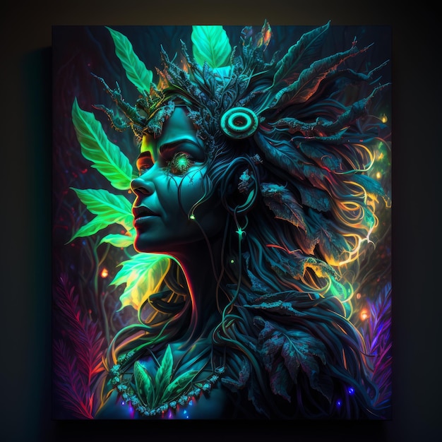 The ganja goddess beautiful colorful image generative AI