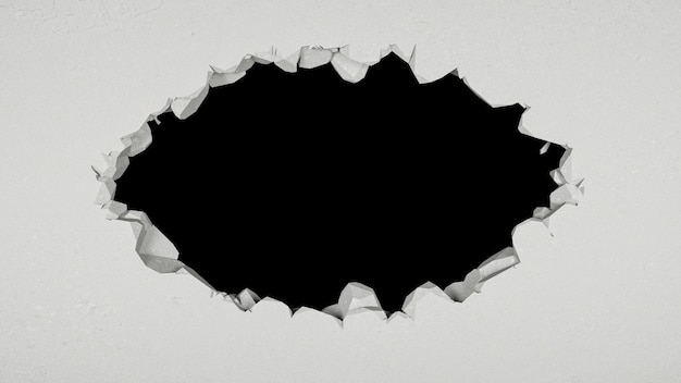 gap in the white wall in the form of an oval, 3d illustration