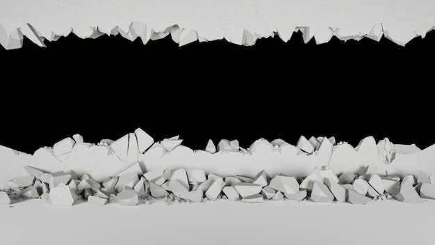 gap in a white wall horizontally, 3d illustration