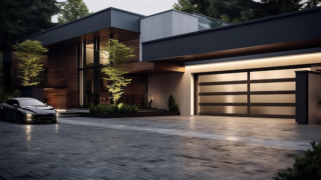 Garage Door with a Driveway in Front