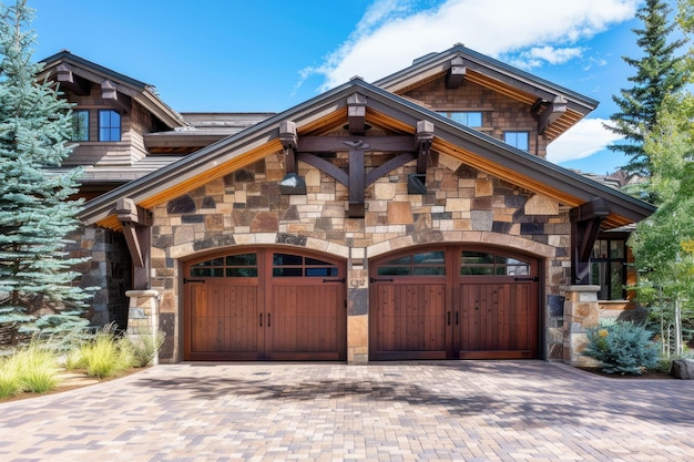 Garage door with a driveway in front