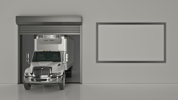 Garage with Opened Roller Door 3D Rendering