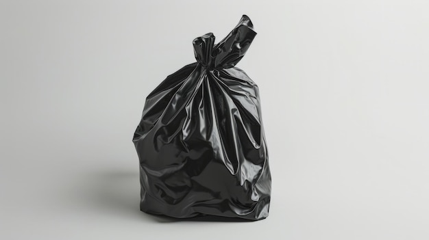 Garbage bag black nylon isolated on white background