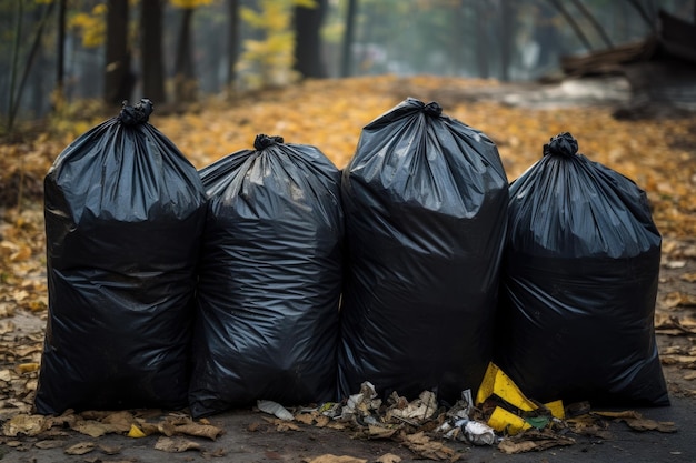 Garbage bags on the streets of the city