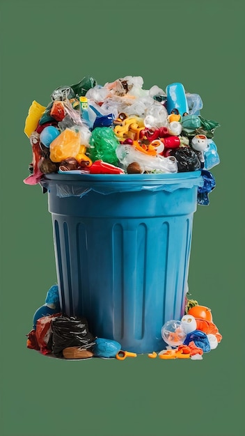 garbage bin made from all sorts of plastic on transparency background PNG