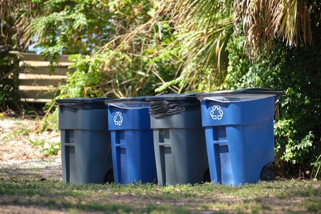 Garbage cans for separate disposal of recycle trash on city street