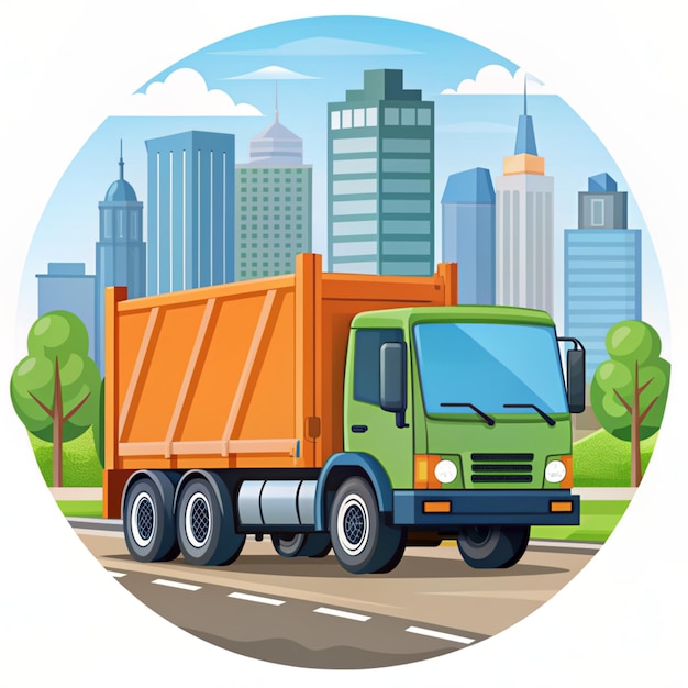 Photo garbage truck cartoon vector icon illustration public transportation icon concept isolated premium vector flat cartoon style