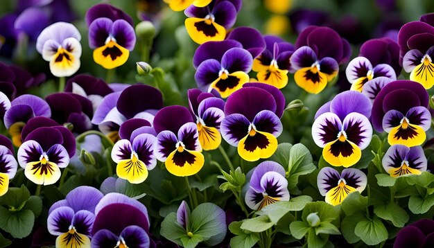 Photo garden bed of pansies