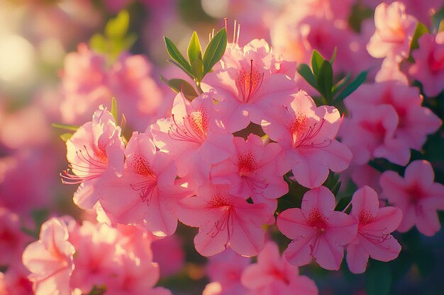 Photo a garden of blooming azaleas with their bright cheerful flowers creating a burst of color