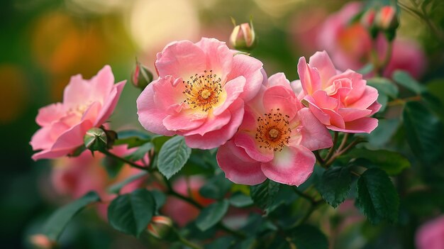 Garden Elegance Realistic Rosa Multiflora in Bloom