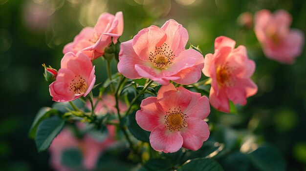 Garden Elegance Realistic Rosa Multiflora in Bloom