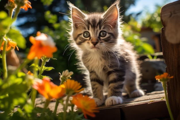 Garden Fantasy of a Playful Kitten