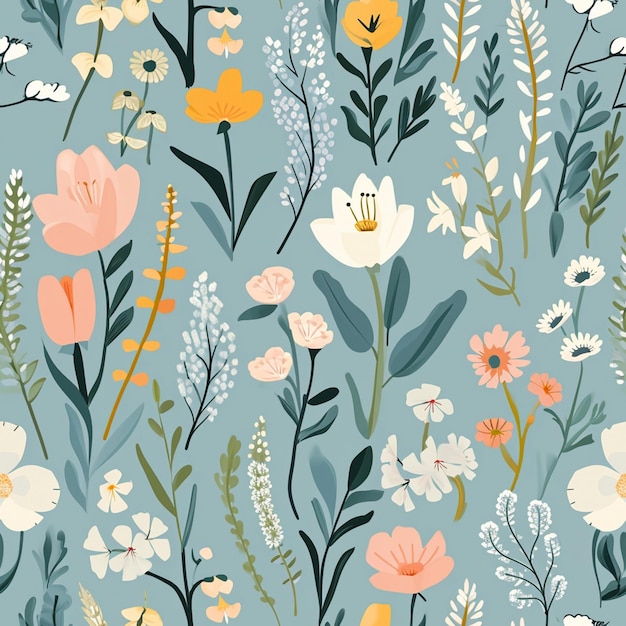 Garden Florals Pattern Background