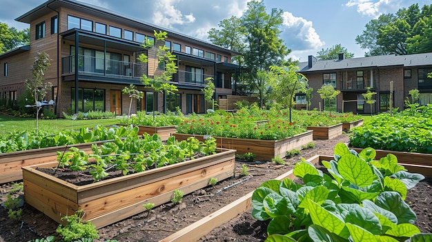 the garden in front of the apartment