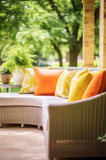 Garden furniture in the countryside in summer home decor and interior design generative ai