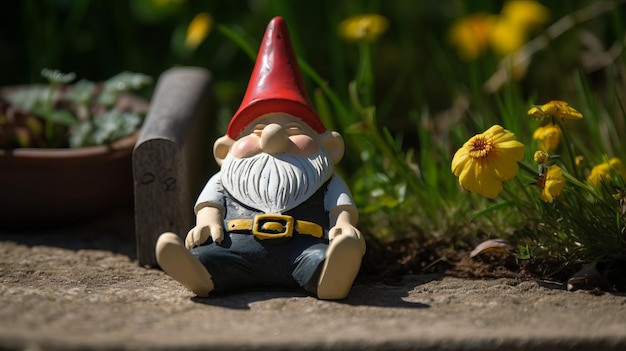 Garden Gnome Sunbathing and Relaxing