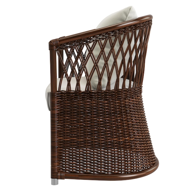 Garden rattan wicker chair on white backgroundDigital illustration3d rendering