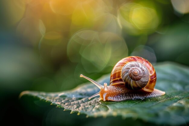 Photo garden snail on a leaf