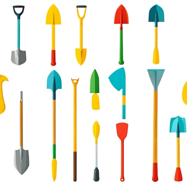 Photo garden spade vector set white background isolated a high quality n