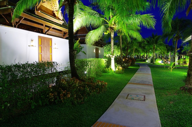 Garden stone path with grass