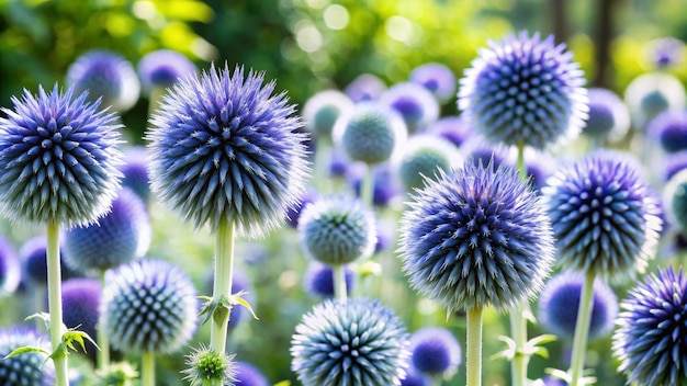 Photo garden summer theme globe thistle echinops ritro amazing blue flowers floral pattern for naturethemed decoration vibrant blue balls for garden