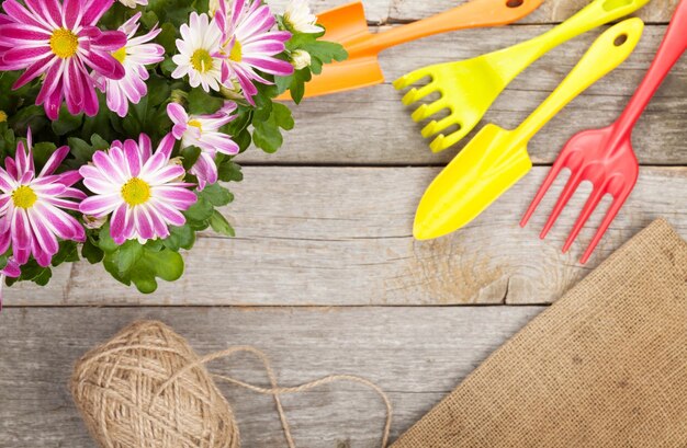 Garden tools with flower