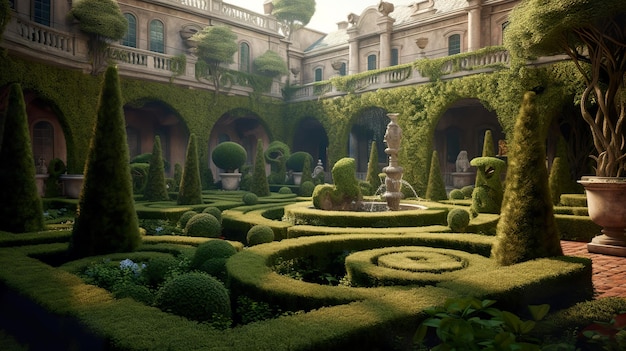 A garden of twisted topiaries ai generate