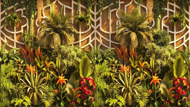 Photo garden wall hedge tropical plant front view