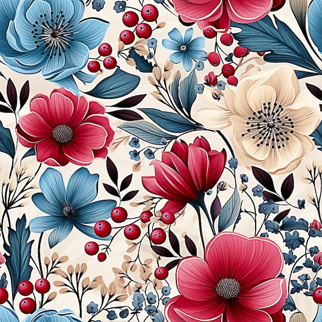 Garden Watercolor Floral Seamles Pattern Hand painted Watercolor Wildflowers Twigs Leaves Buds Design for fashion fabric textile wallpaper cover web wrapping and all prints