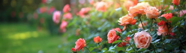 Garden with blooming roses