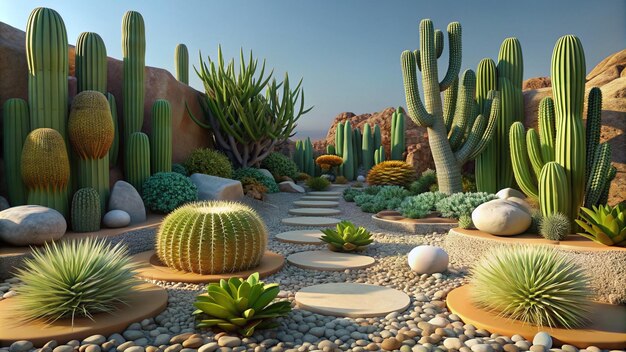 a garden with cactus cactus and cactus