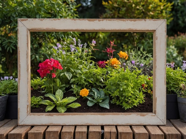 Photo garden on wooden frame