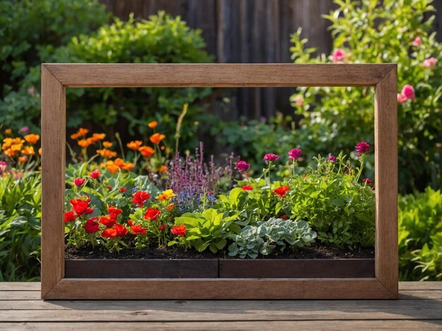 Photo garden on wooden frame