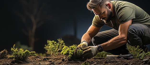 Gardener Laying Turf For New Lawn