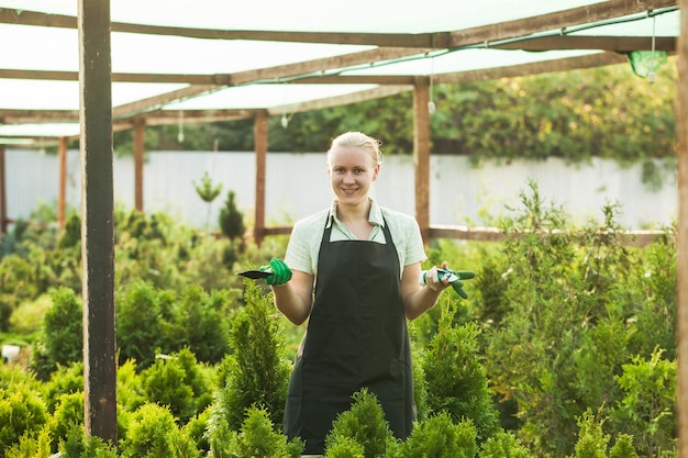 The gardener presents green plants