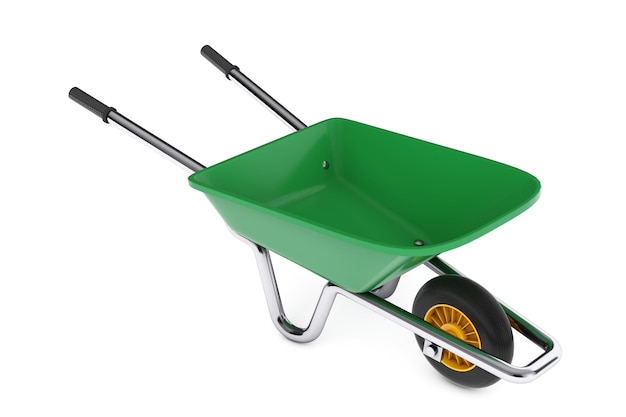 Gardening and Construction Green Wheelbarrow 3d Rendering