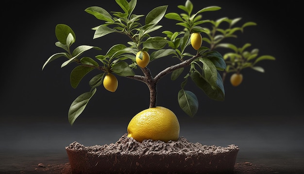 Gardening plant lemons fruit tree seedling AI Generated