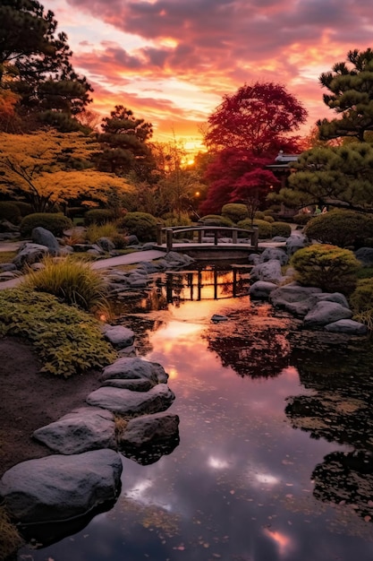 gardens construction water long exposure landscape dramatic clouds above colorful flowers