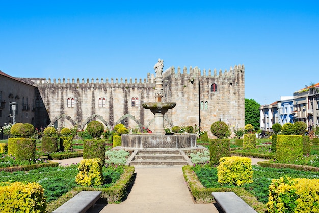 Gardens of Santa Barbara with castle of Braga, Portugal