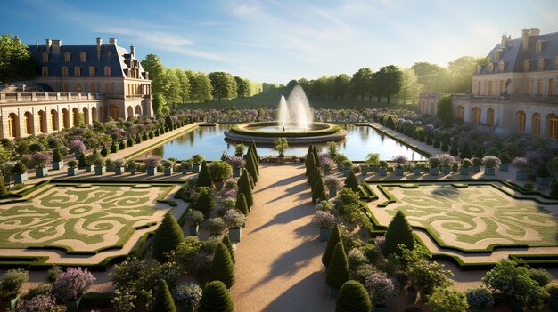 Photo gardens of versailles in full bloom during spring or summer gardens of versailles images