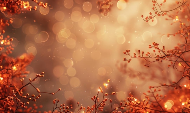 Garland of warm orange lights framing the frame granite background