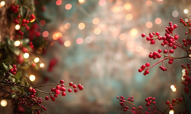 Garland of warm red lights framing the frame limestone background