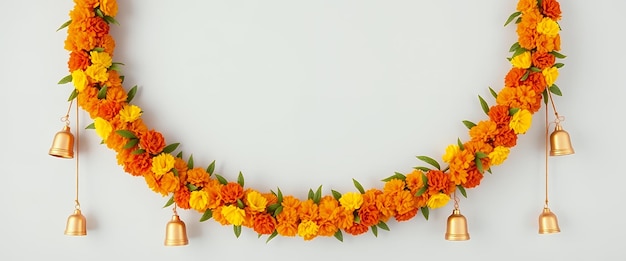 Photo a garland with flowers and garlands that say happy birthday