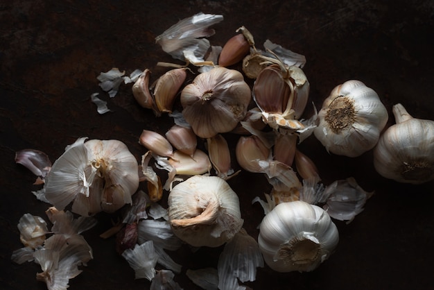 Garlic on rusty metal