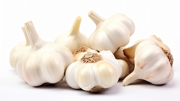 Garlic with Leaf isolated on white background