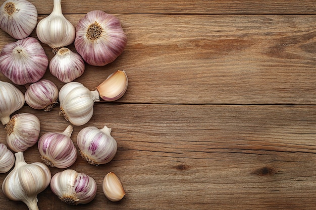 garlic on a wooden background