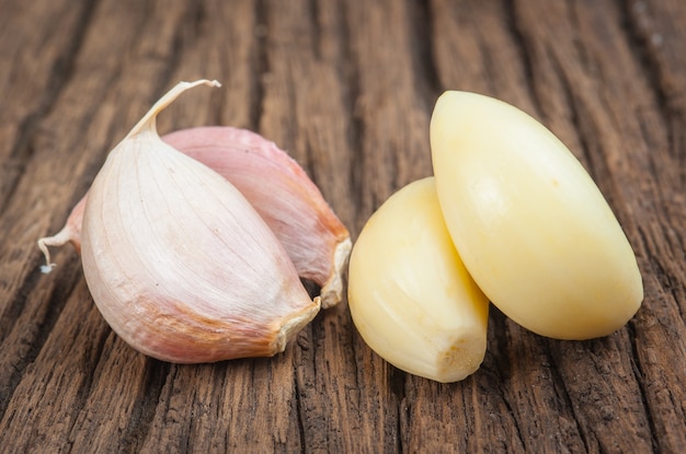 garlic on wooden background